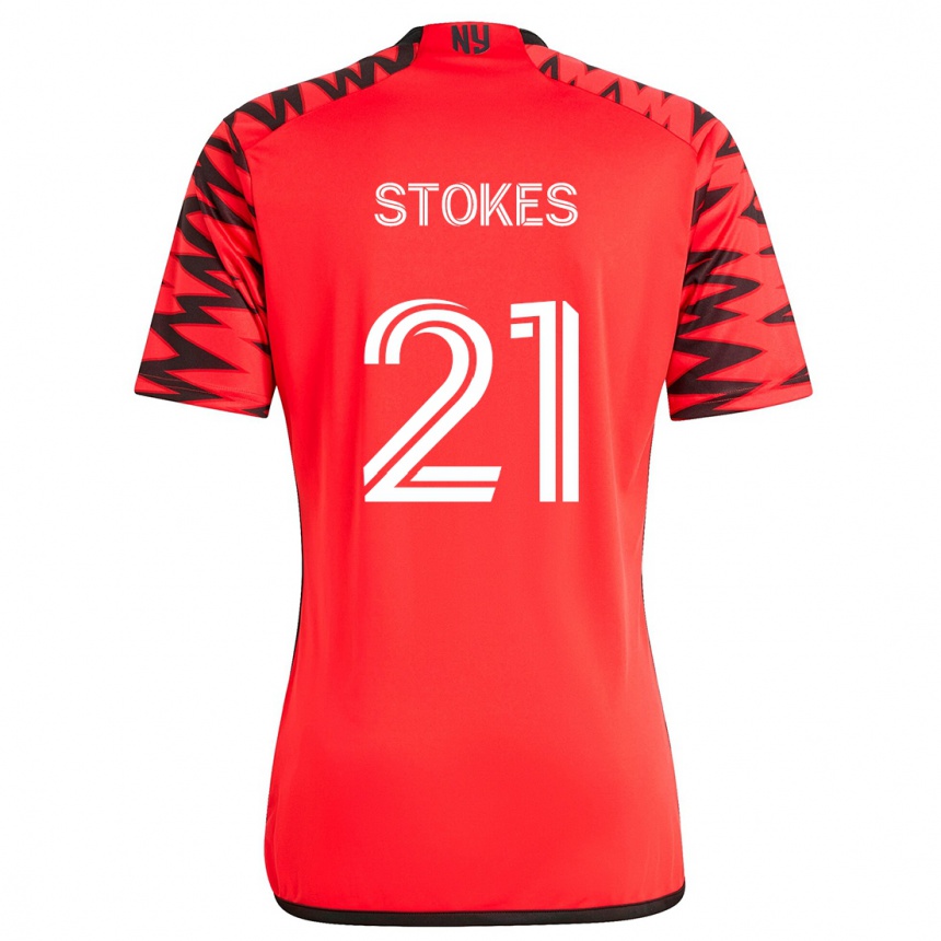 Enfant Football Maillot Aidan Stokes #21 Rouge Noir Blanc Tenues Extérieur 2024/25