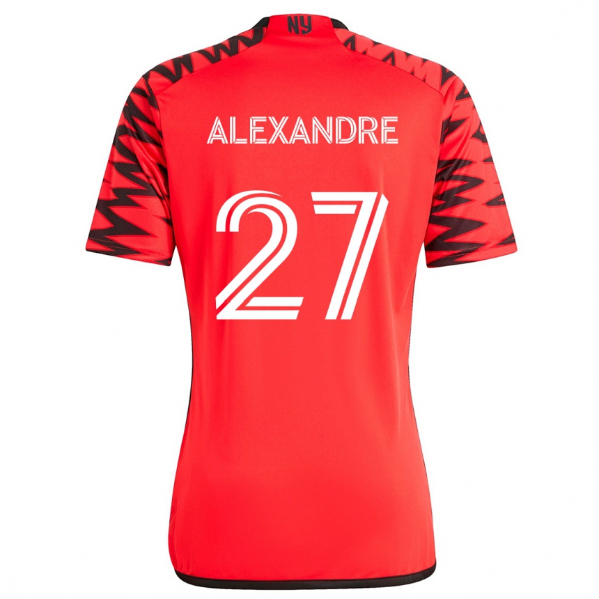 Enfant Football Maillot Davi Alexandre #27 Rouge Noir Blanc Tenues Extérieur 2024/25