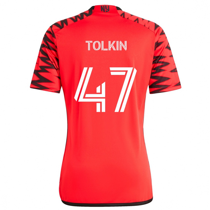 Enfant Football Maillot John Tolkin #47 Rouge Noir Blanc Tenues Extérieur 2024/25