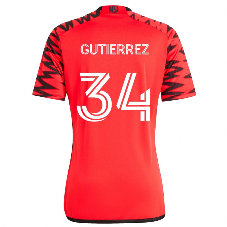 Enfant Football Maillot Juan Gutierrez #34 Rouge Noir Blanc Tenues Extérieur 2024/25