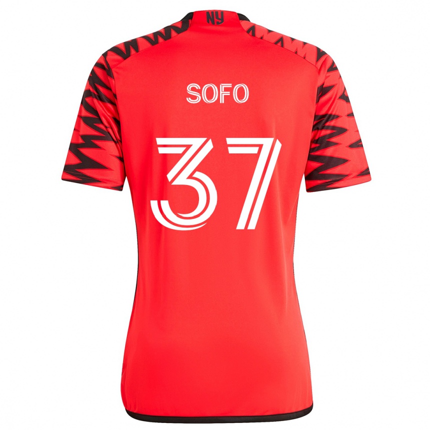 Enfant Football Maillot Mohammed Sofo #37 Rouge Noir Blanc Tenues Extérieur 2024/25