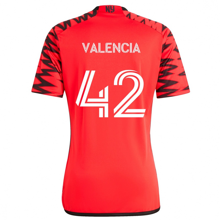 Enfant Football Maillot Omar Valencia #42 Rouge Noir Blanc Tenues Extérieur 2024/25