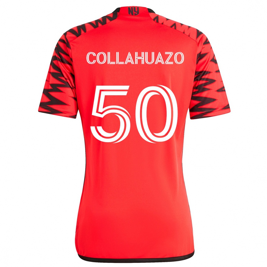 Enfant Football Maillot Jair Collahuazo #50 Rouge Noir Blanc Tenues Extérieur 2024/25