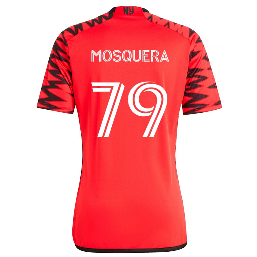 Enfant Football Maillot Rafael Mosquera #79 Rouge Noir Blanc Tenues Extérieur 2024/25