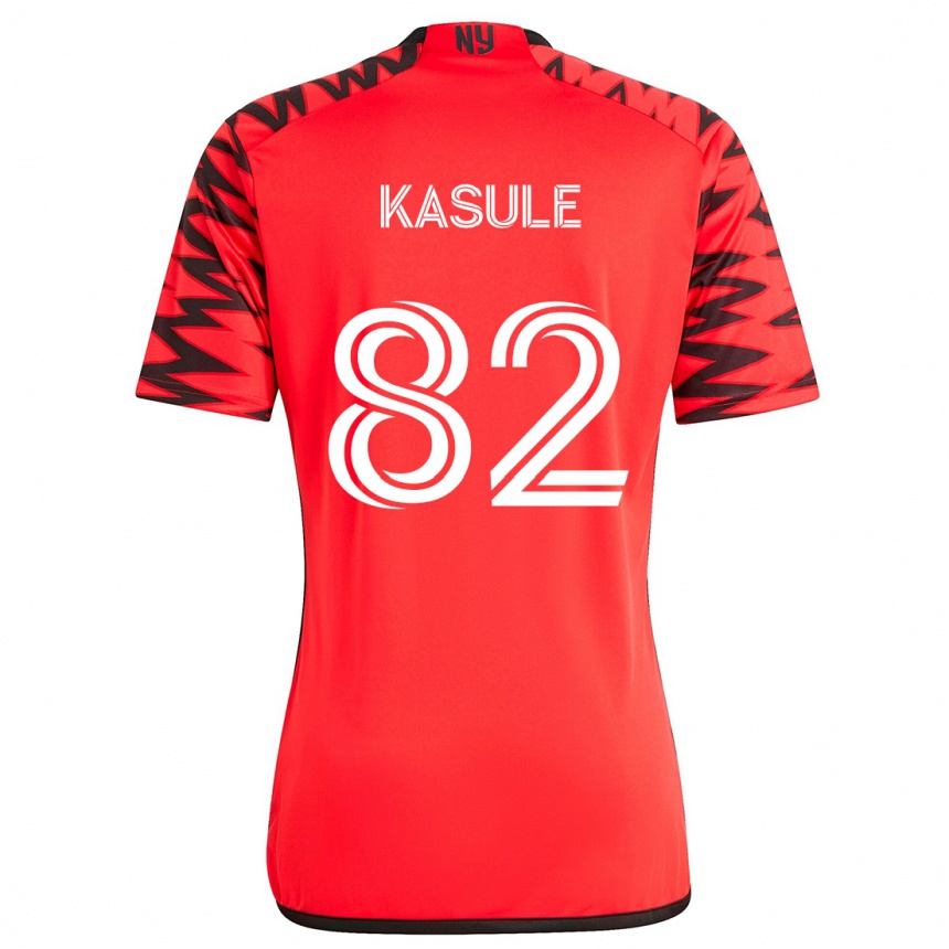 Enfant Football Maillot Ibrahim Kasule #82 Rouge Noir Blanc Tenues Extérieur 2024/25