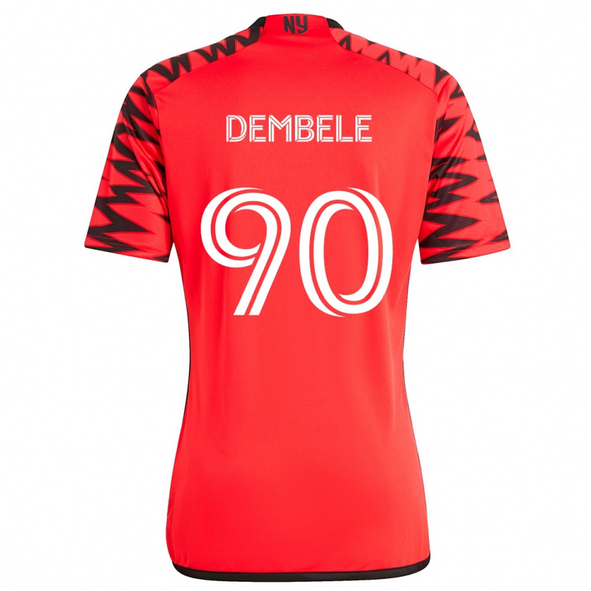 Enfant Football Maillot Malick Dembele #90 Rouge Noir Blanc Tenues Extérieur 2024/25