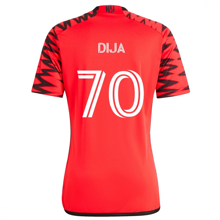 Enfant Football Maillot Dija #70 Rouge Noir Blanc Tenues Extérieur 2024/25