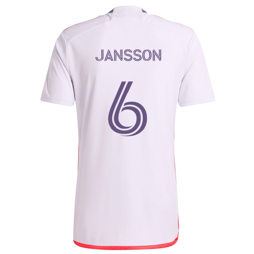 Enfant Football Maillot Robin Jansson #6 Blanc Rouge Violet Tenues Extérieur 2024/25