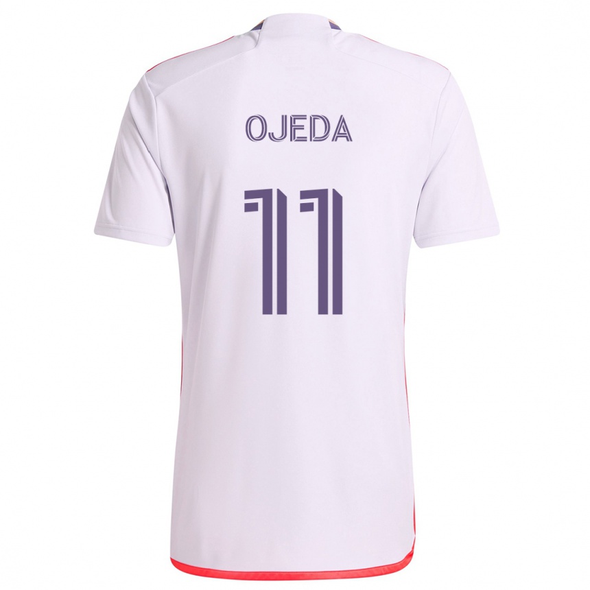 Enfant Football Maillot Martín Ojeda #11 Blanc Rouge Violet Tenues Extérieur 2024/25