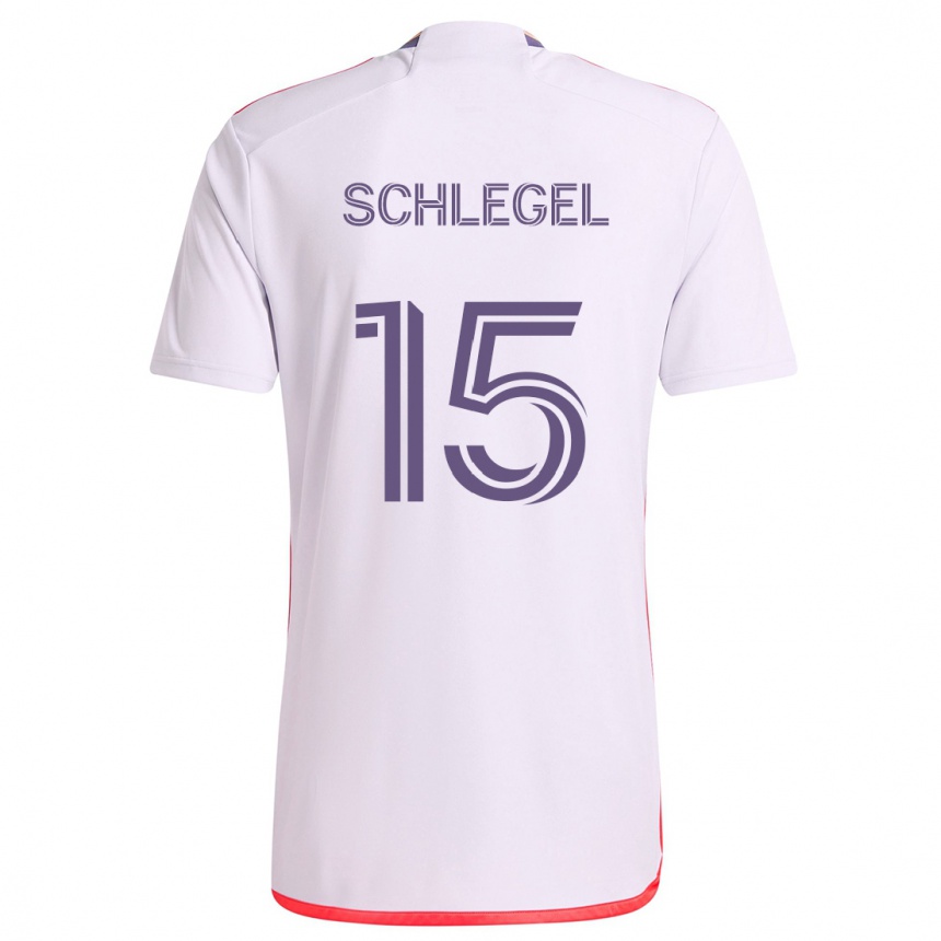 Enfant Football Maillot Rodrigo Schlegel #15 Blanc Rouge Violet Tenues Extérieur 2024/25