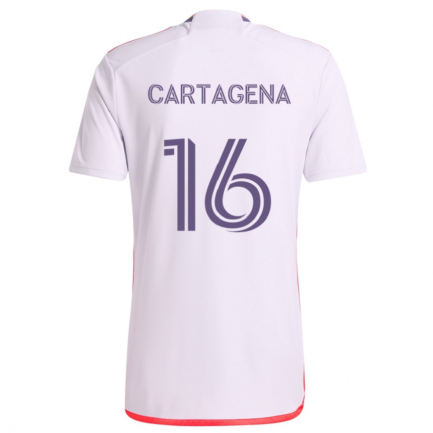 Enfant Football Maillot Wilder Cartagena #16 Blanc Rouge Violet Tenues Extérieur 2024/25