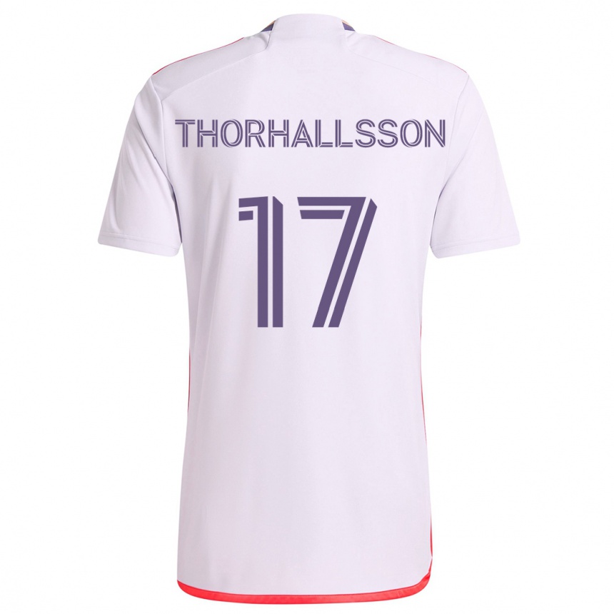 Enfant Football Maillot Dagur Dan Thórhallsson #17 Blanc Rouge Violet Tenues Extérieur 2024/25