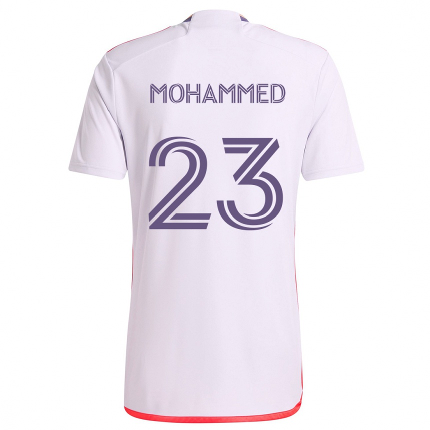 Enfant Football Maillot Shak Mohammed #23 Blanc Rouge Violet Tenues Extérieur 2024/25