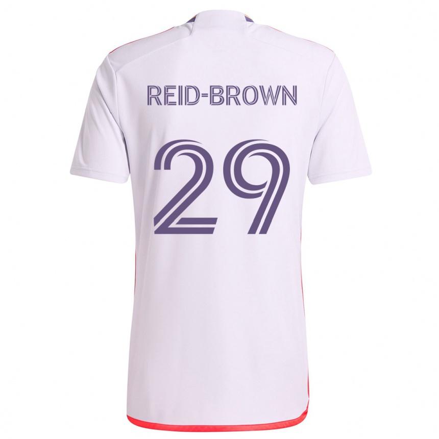 Enfant Football Maillot Tahir Reid-Brown #29 Blanc Rouge Violet Tenues Extérieur 2024/25