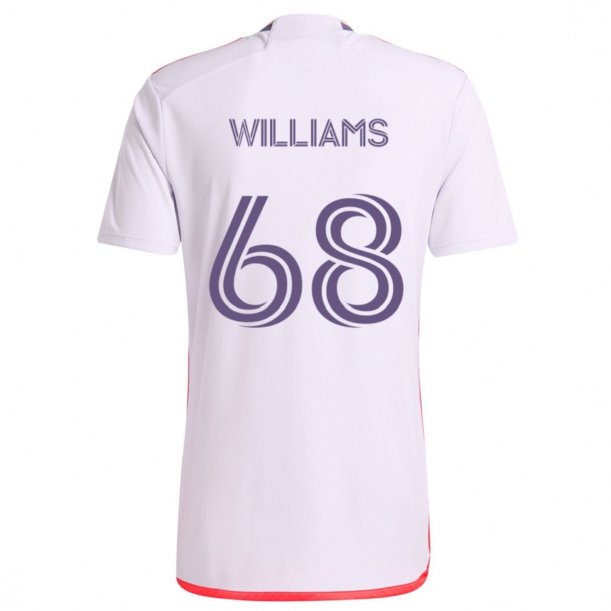 Enfant Football Maillot Thomas Williams #68 Blanc Rouge Violet Tenues Extérieur 2024/25