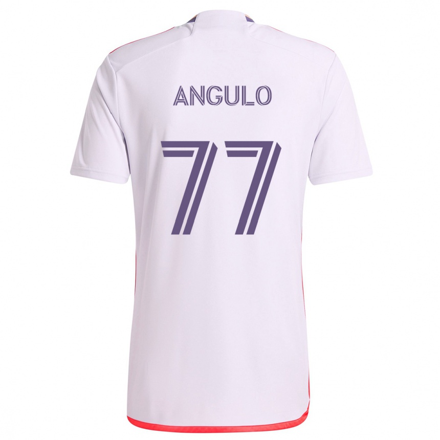 Enfant Football Maillot Iván Angulo #77 Blanc Rouge Violet Tenues Extérieur 2024/25