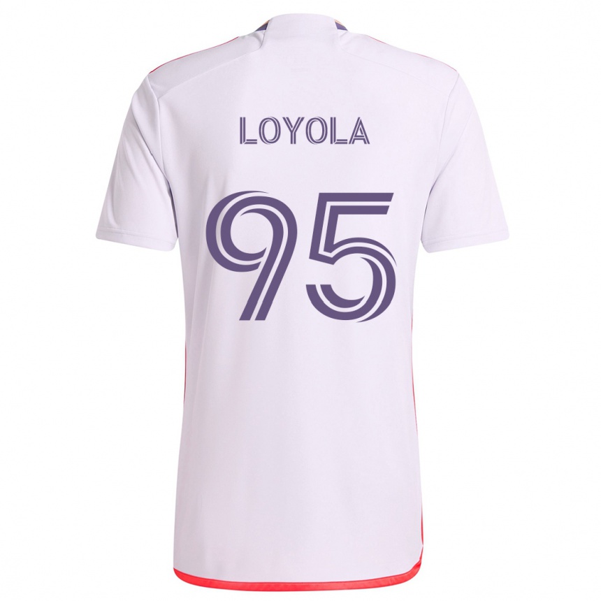 Enfant Football Maillot Favian Loyola #95 Blanc Rouge Violet Tenues Extérieur 2024/25