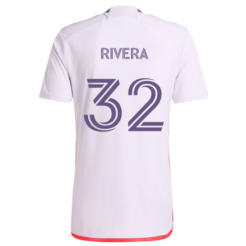 Enfant Football Maillot Wilfredo Rivera #32 Blanc Rouge Violet Tenues Extérieur 2024/25