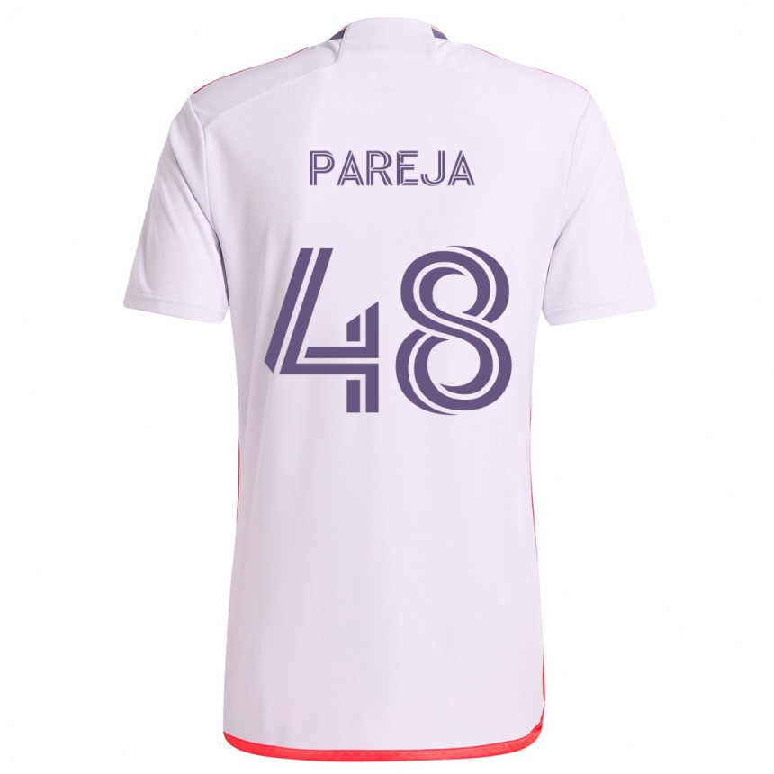 Enfant Football Maillot Diego Pareja #48 Blanc Rouge Violet Tenues Extérieur 2024/25