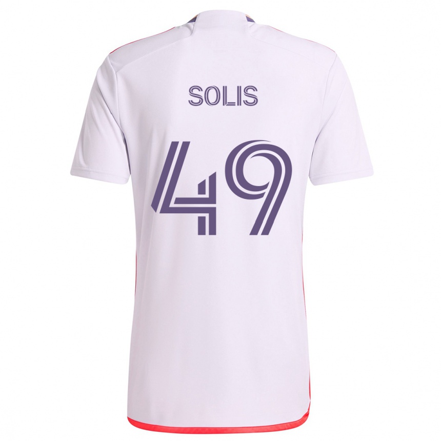 Enfant Football Maillot Jhon Solís #49 Blanc Rouge Violet Tenues Extérieur 2024/25