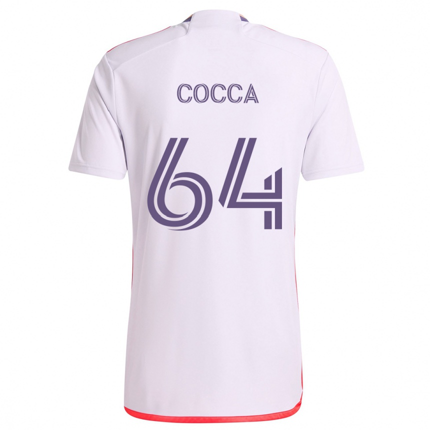 Enfant Football Maillot Manuel Cocca #64 Blanc Rouge Violet Tenues Extérieur 2024/25