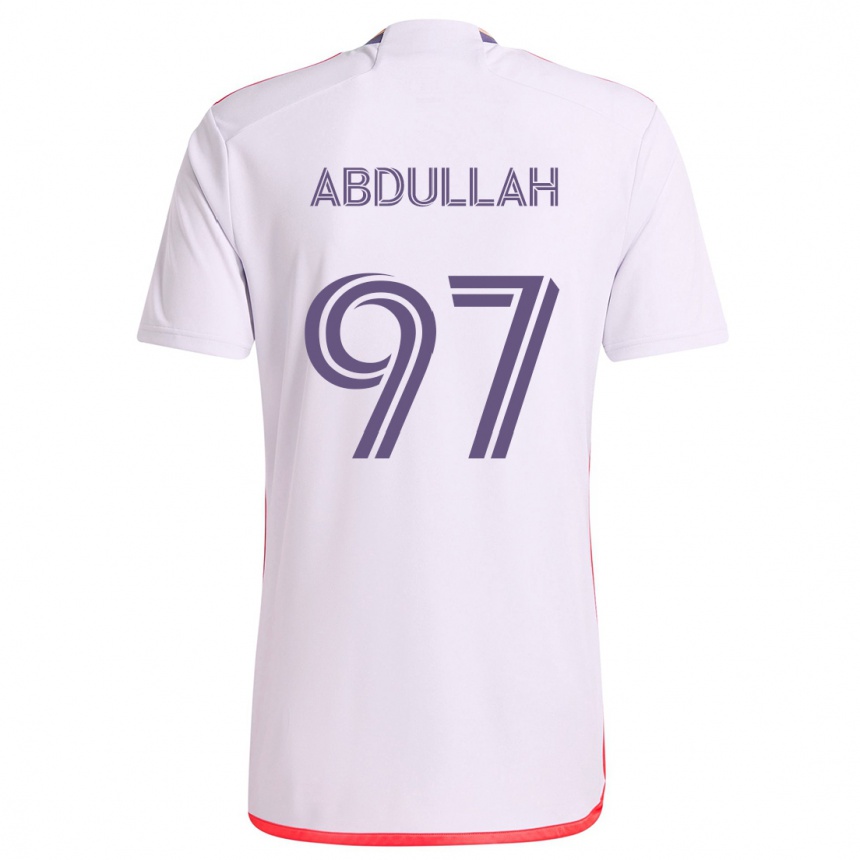 Enfant Football Maillot Majed Abdullah #97 Blanc Rouge Violet Tenues Extérieur 2024/25