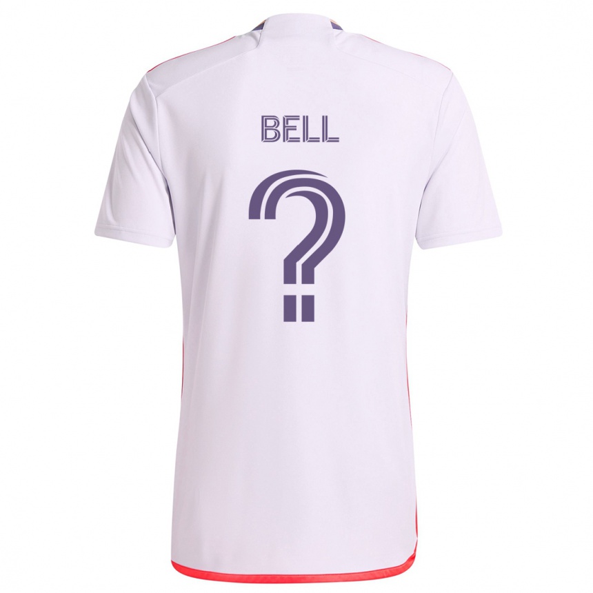 Enfant Football Maillot Dominic Bell #0 Blanc Rouge Violet Tenues Extérieur 2024/25