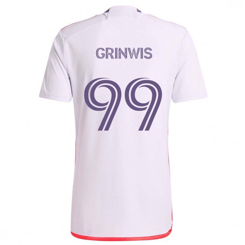 Enfant Football Maillot Adam Grinwis #99 Blanc Rouge Violet Tenues Extérieur 2024/25