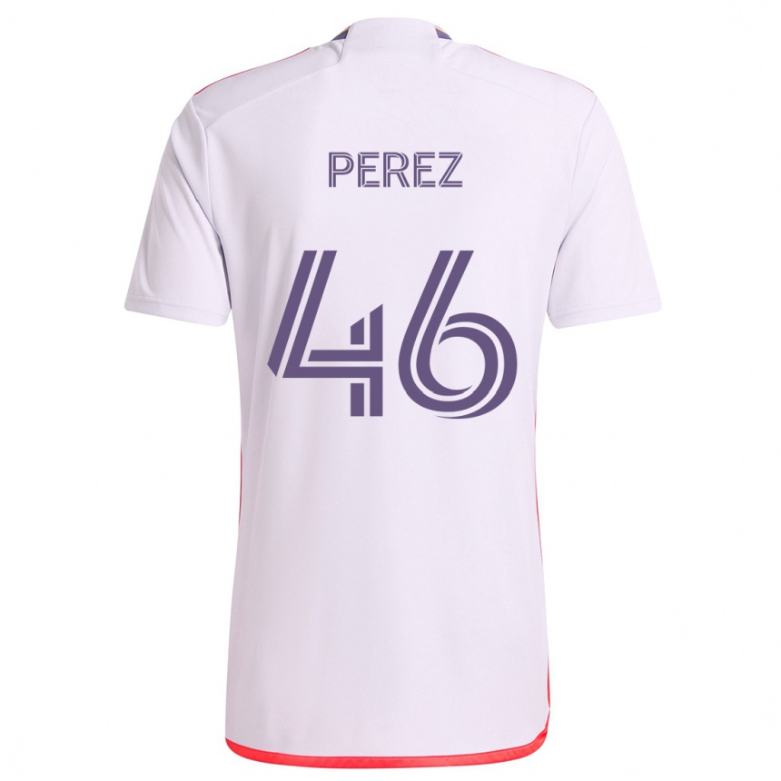 Enfant Football Maillot Franco Pérez #46 Blanc Rouge Violet Tenues Extérieur 2024/25