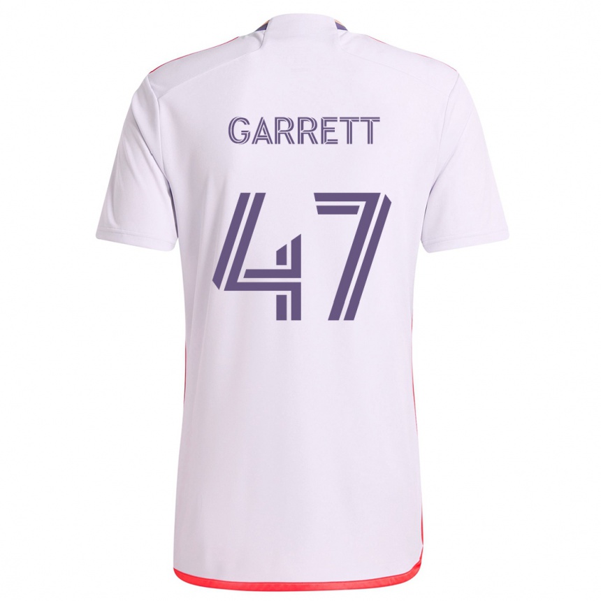 Enfant Football Maillot Ian Garrett #47 Blanc Rouge Violet Tenues Extérieur 2024/25