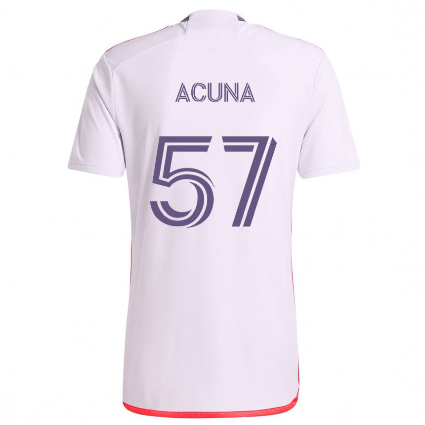 Enfant Football Maillot Cristofer Acuña #57 Blanc Rouge Violet Tenues Extérieur 2024/25