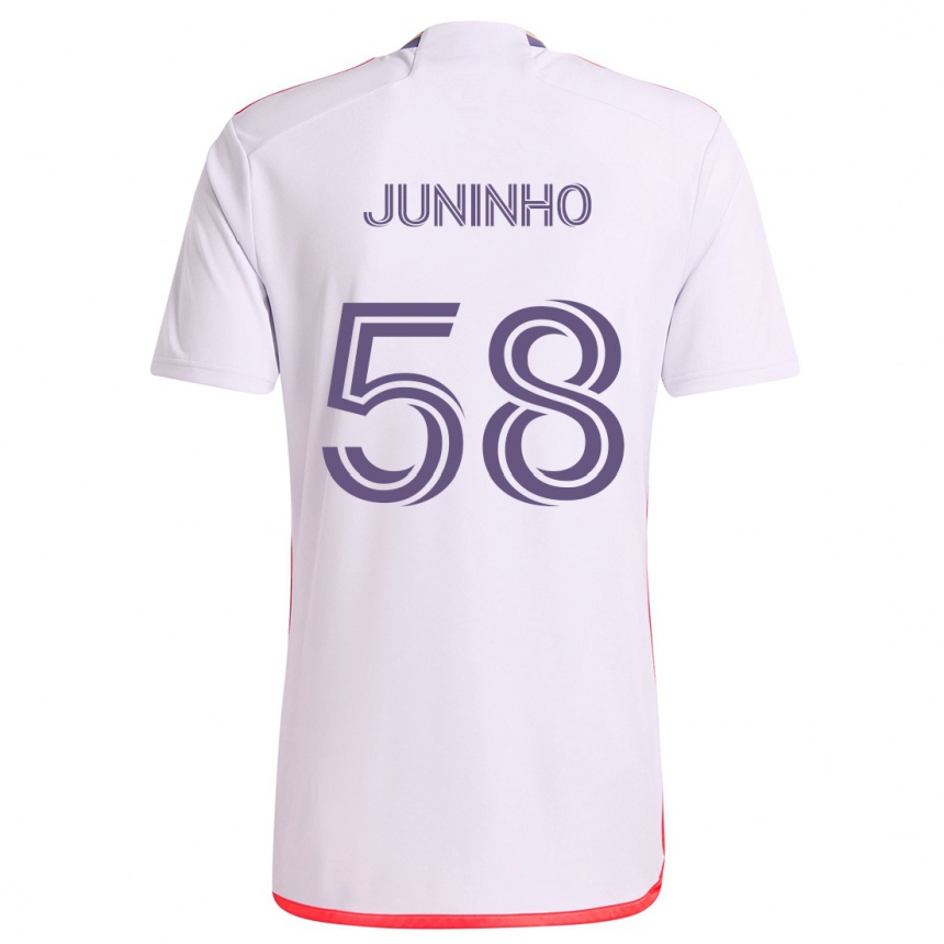 Enfant Football Maillot Juninho #58 Blanc Rouge Violet Tenues Extérieur 2024/25