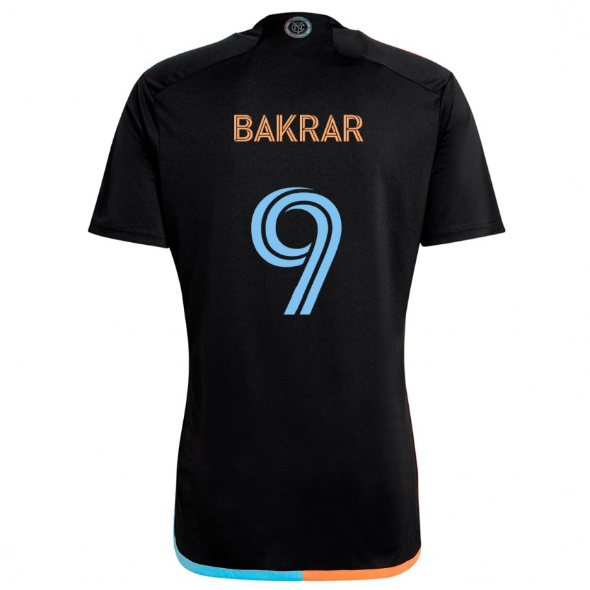 Enfant Football Maillot Monsef Bakrar #9 Noir Orange Bleu Tenues Extérieur 2024/25