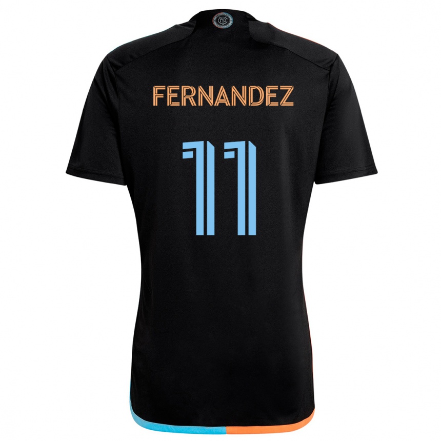 Enfant Football Maillot Julián Fernández #11 Noir Orange Bleu Tenues Extérieur 2024/25