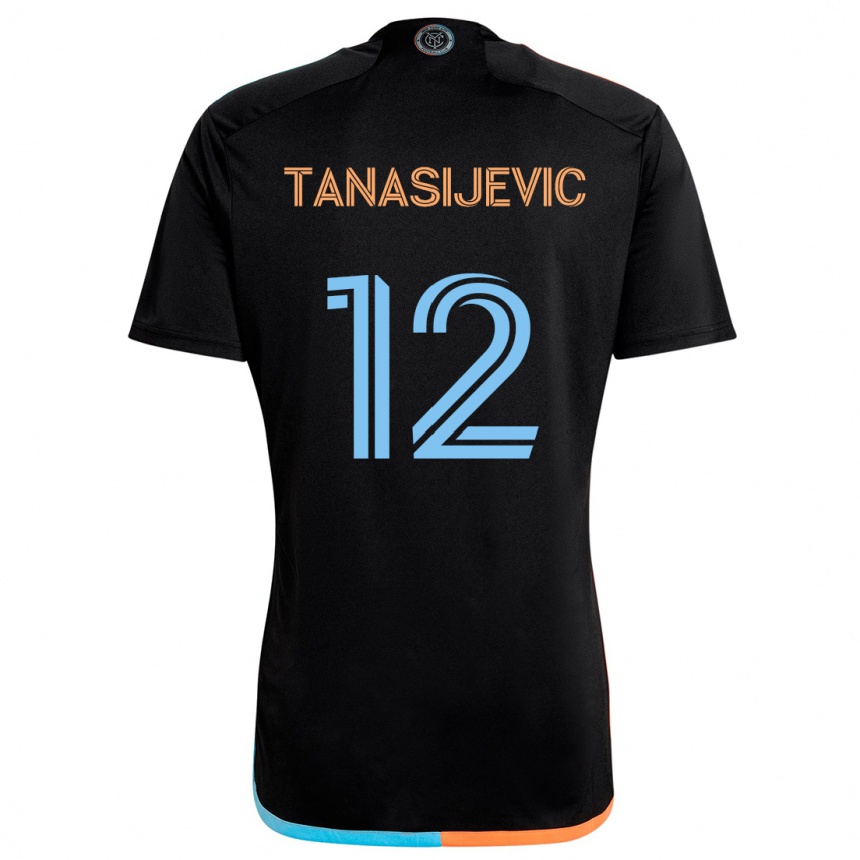 Enfant Football Maillot Strahinja Tanasijevic #12 Noir Orange Bleu Tenues Extérieur 2024/25