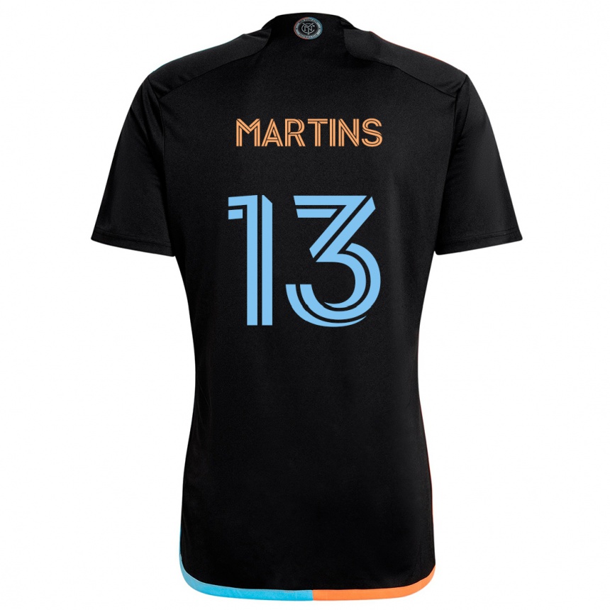 Enfant Football Maillot Thiago Martins #13 Noir Orange Bleu Tenues Extérieur 2024/25