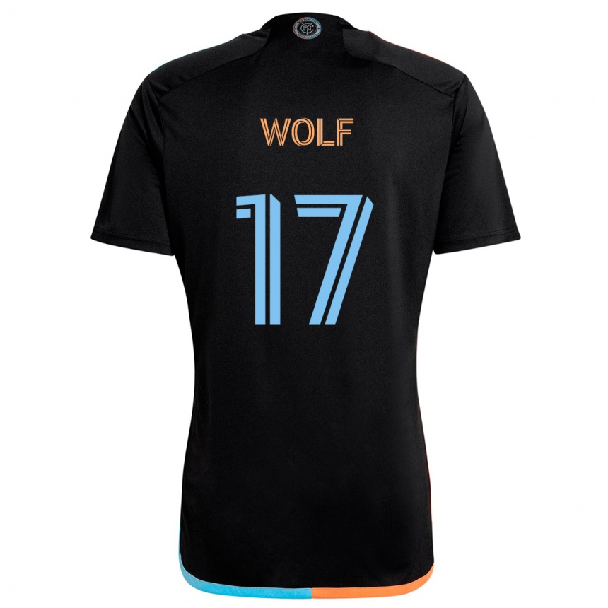 Enfant Football Maillot Hannes Wolf #17 Noir Orange Bleu Tenues Extérieur 2024/25