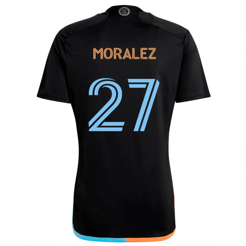 Enfant Football Maillot Maxi Moralez #27 Noir Orange Bleu Tenues Extérieur 2024/25