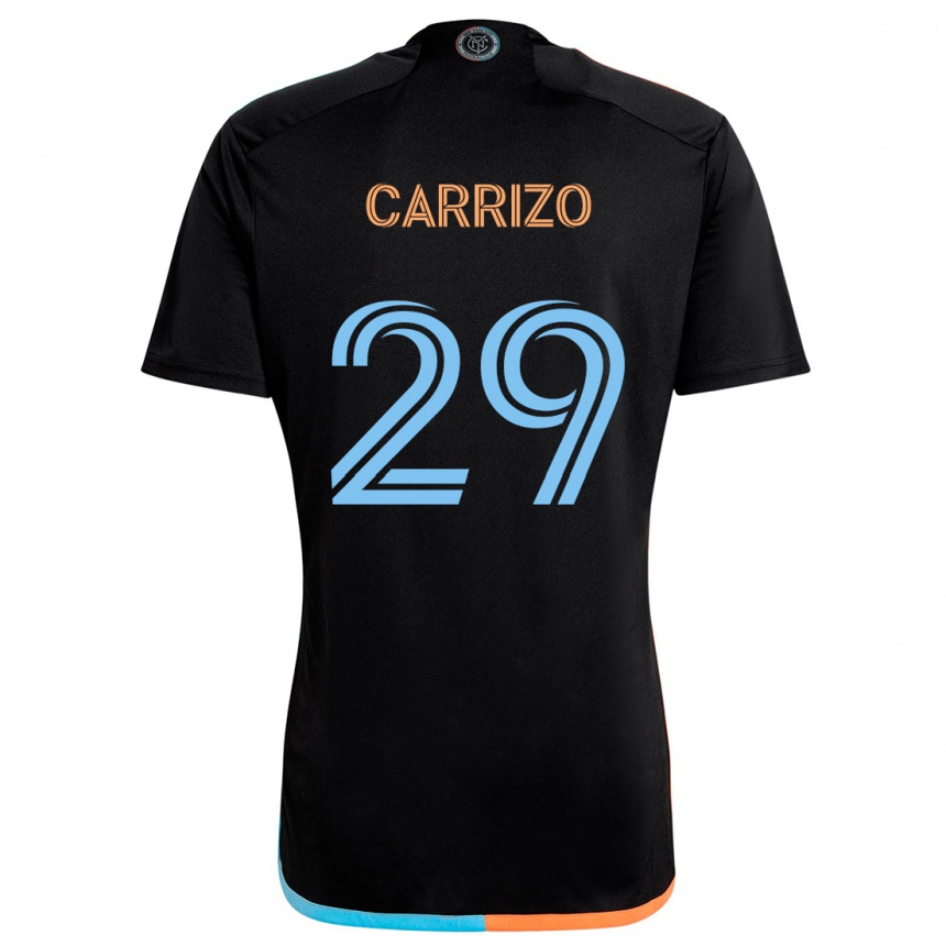 Enfant Football Maillot Máximo Carrizo #29 Noir Orange Bleu Tenues Extérieur 2024/25