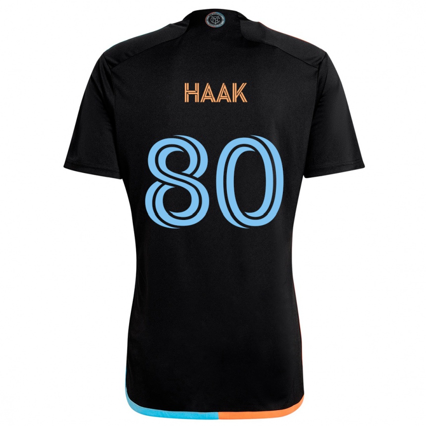 Enfant Football Maillot Justin Haak #80 Noir Orange Bleu Tenues Extérieur 2024/25