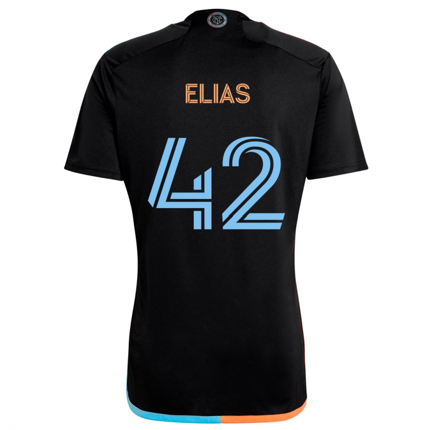 Enfant Football Maillot Piero Elias #42 Noir Orange Bleu Tenues Extérieur 2024/25