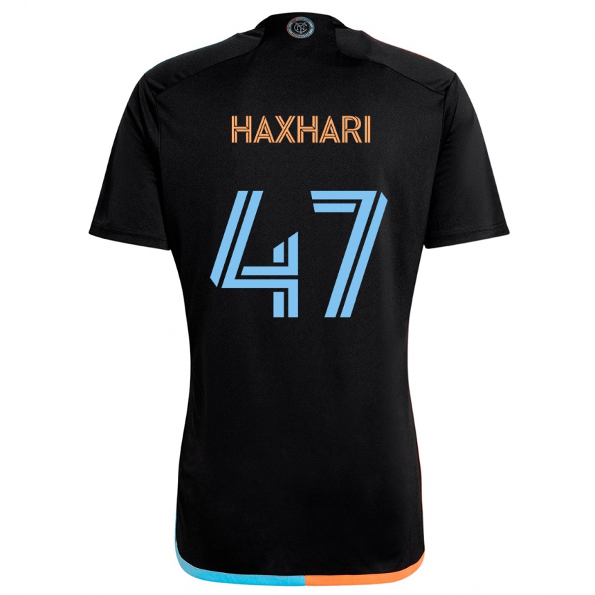 Enfant Football Maillot Klevis Haxhari #47 Noir Orange Bleu Tenues Extérieur 2024/25