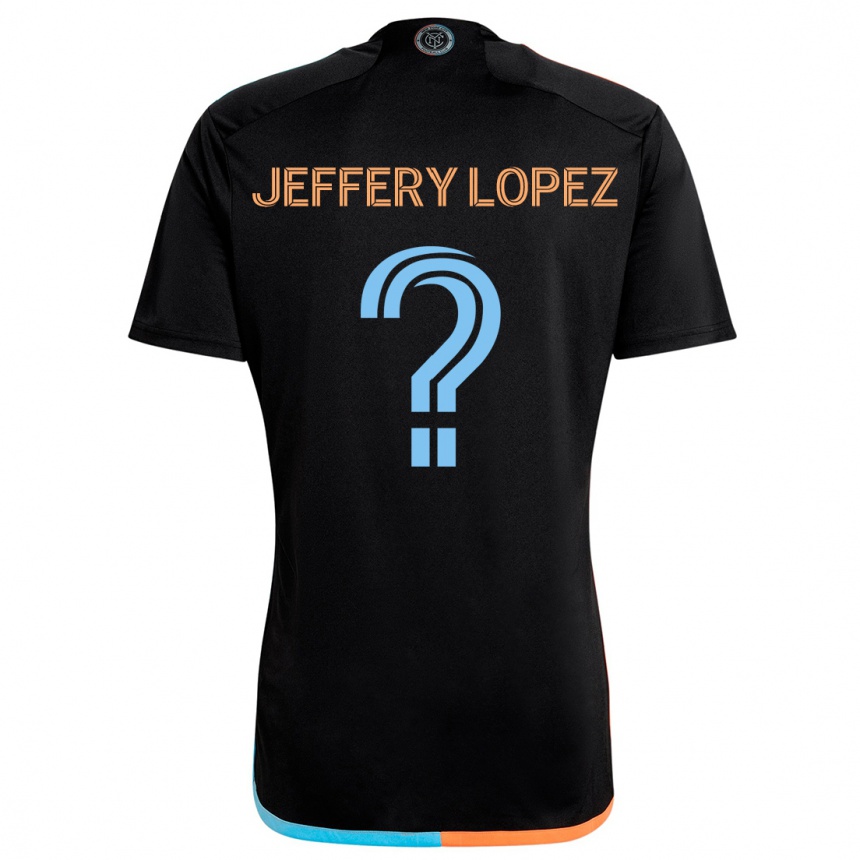 Enfant Football Maillot Jeffery López #0 Noir Orange Bleu Tenues Extérieur 2024/25