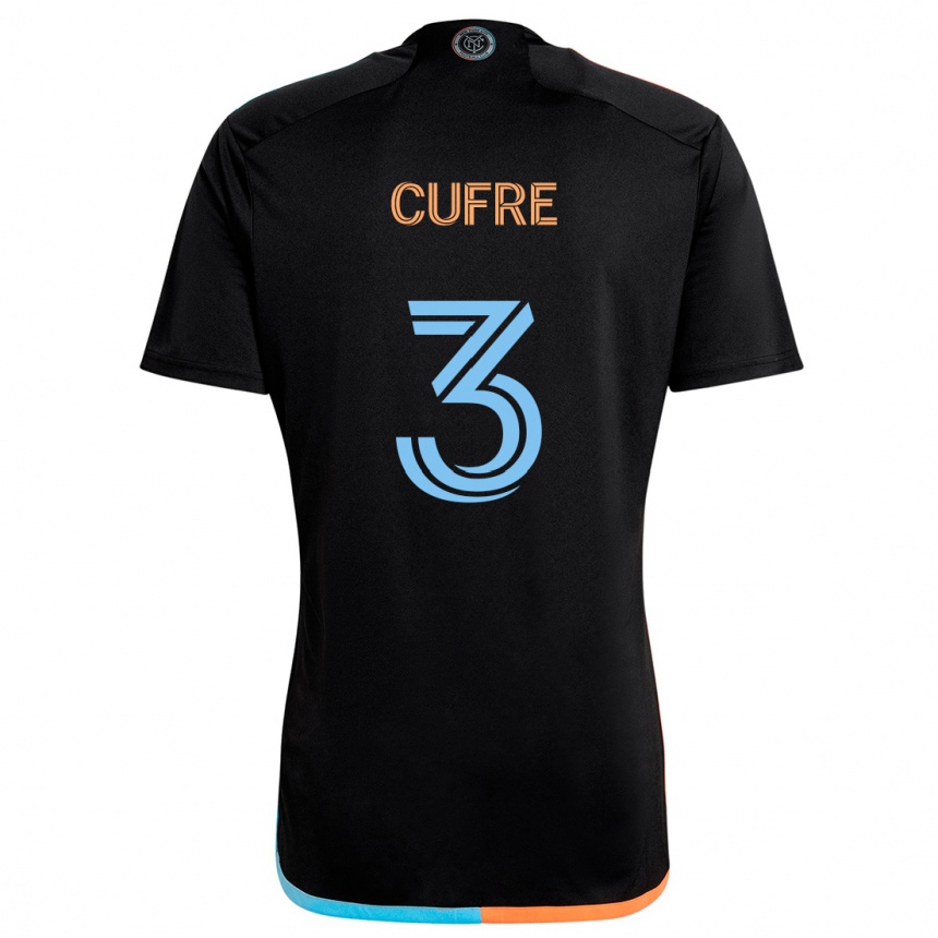 Enfant Football Maillot Braian Cufré #3 Noir Orange Bleu Tenues Extérieur 2024/25