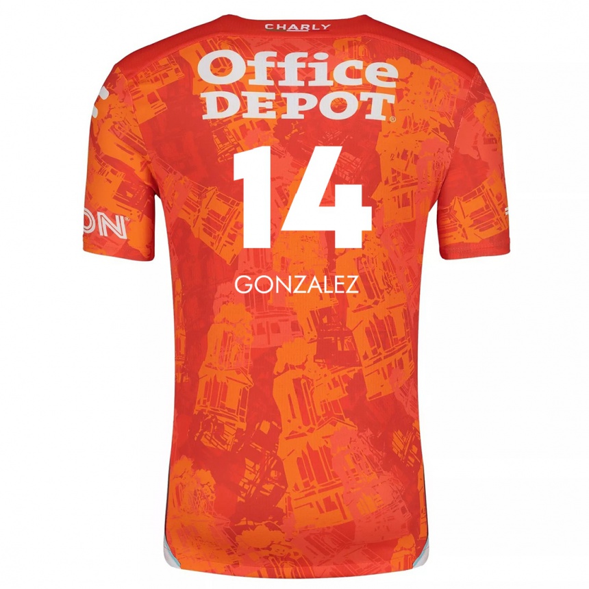 Enfant Football Maillot Arturo González #14 Orange White Tenues Extérieur 2024/25