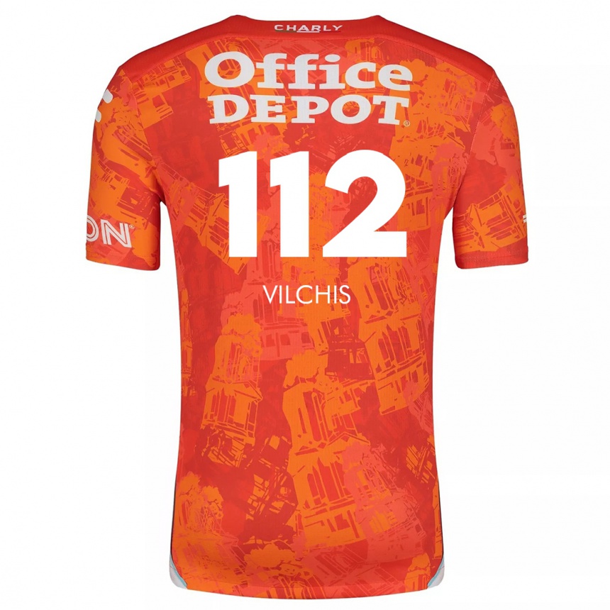 Enfant Football Maillot Leonardo Vílchis #112 Orange White Tenues Extérieur 2024/25