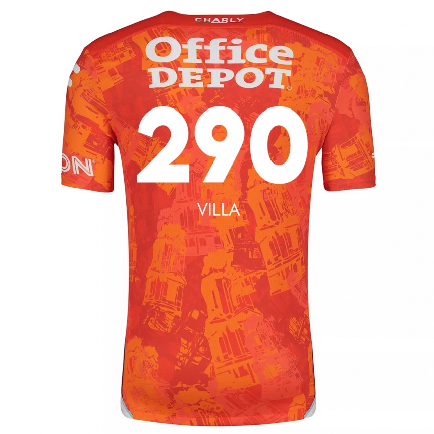 Enfant Football Maillot Adrián Villa #290 Orange White Tenues Extérieur 2024/25