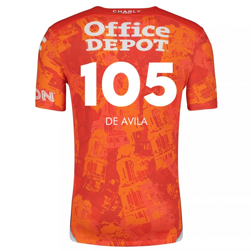 Enfant Football Maillot José De Ávila #105 Orange White Tenues Extérieur 2024/25