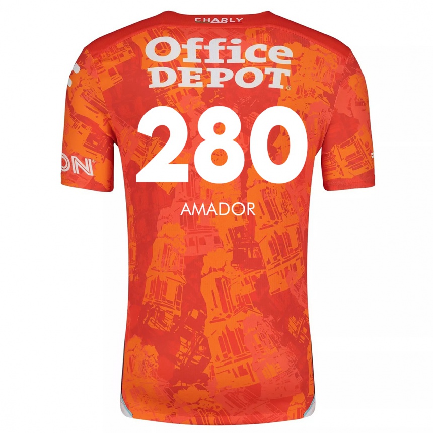 Enfant Football Maillot Santiago Amador #280 Orange White Tenues Extérieur 2024/25