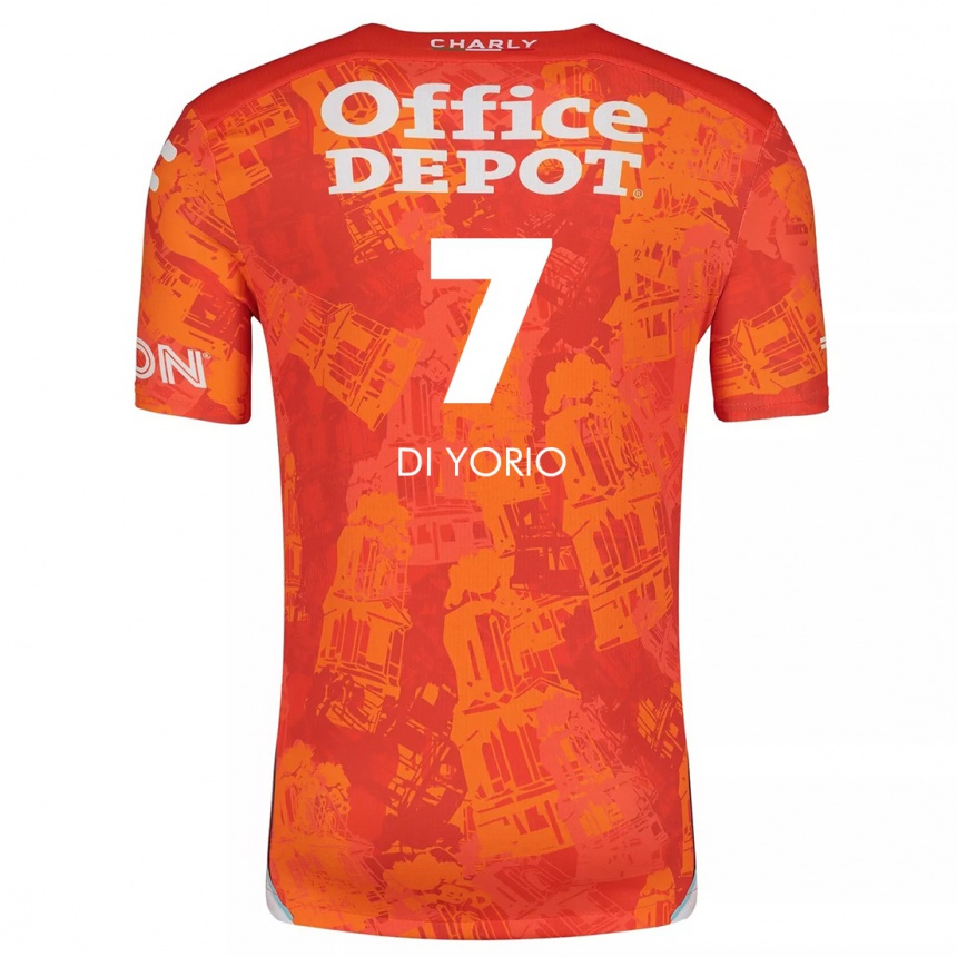 Enfant Football Maillot Lucas Di Yorio #7 Orange White Tenues Extérieur 2024/25